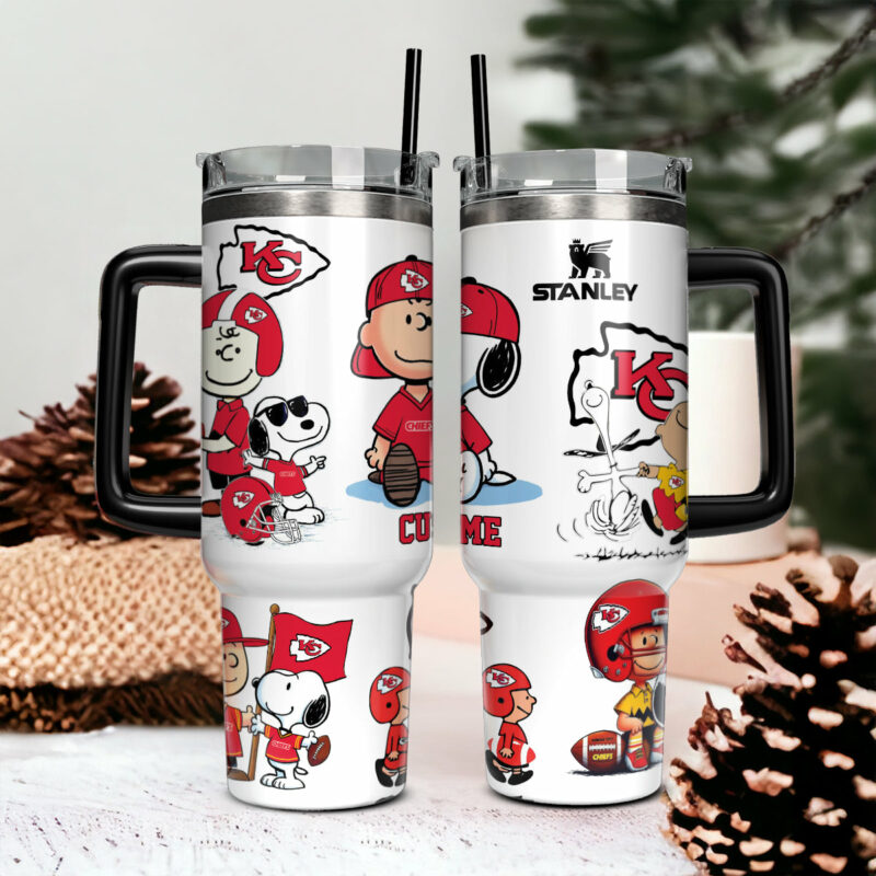 Snoopy PeanuTaylor Swift Football Cartoon Custom Stanley Quencher 40oz Stainless Steel Tumbler With Handle - Threewoofs - Image 2