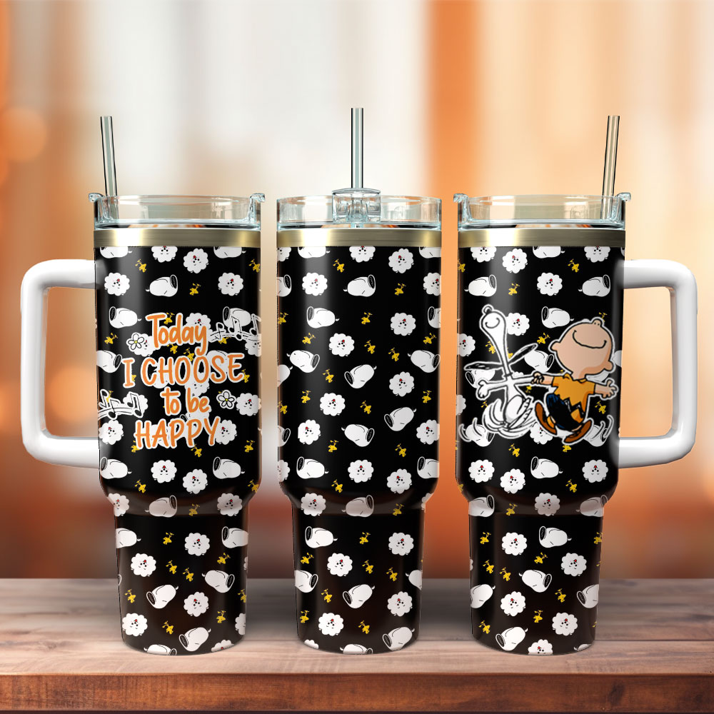 Joyful Character Tumbler with Handle - Choose Happiness Everyday!