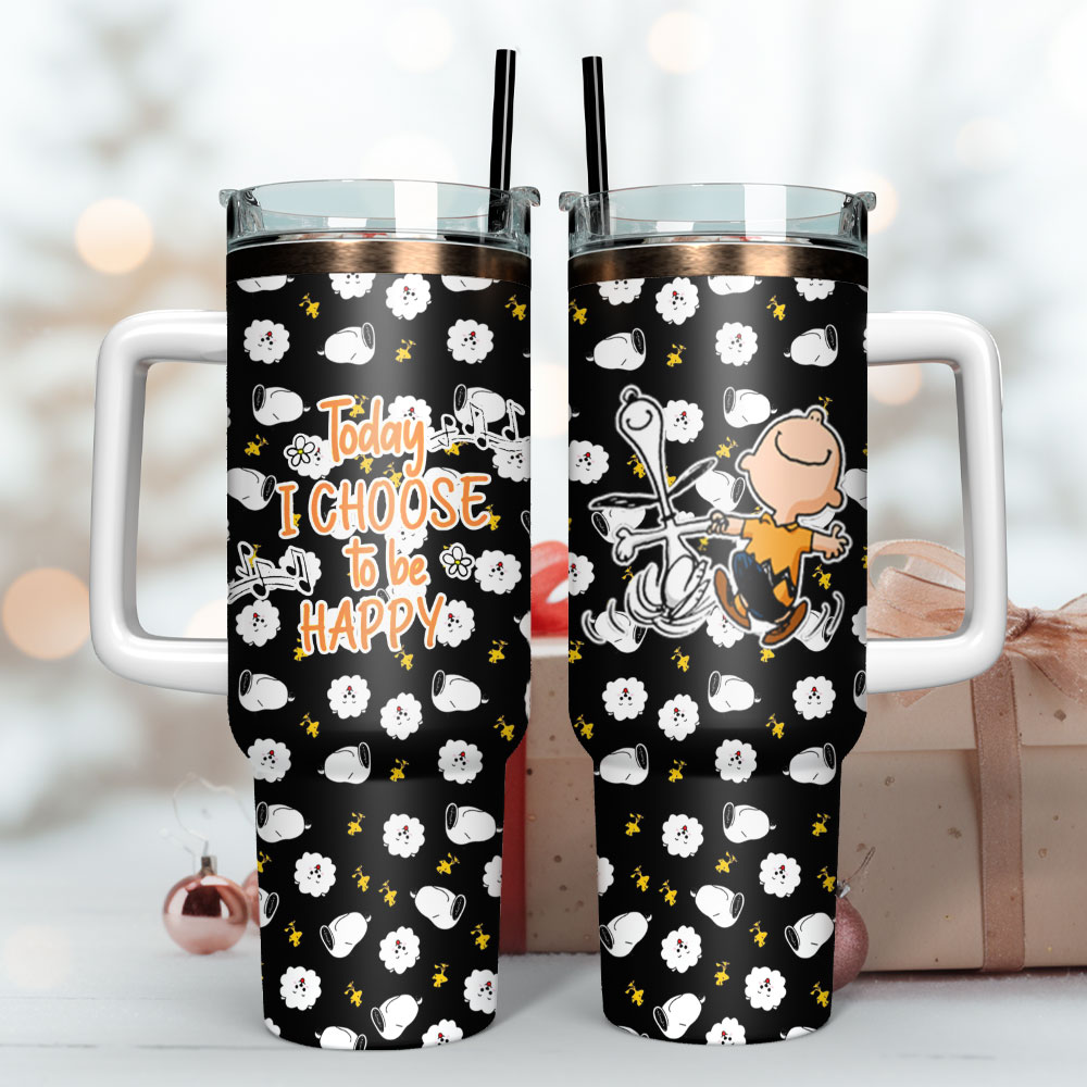 Joyful Character Tumbler with Handle - Choose Happiness Everyday! - Image 3