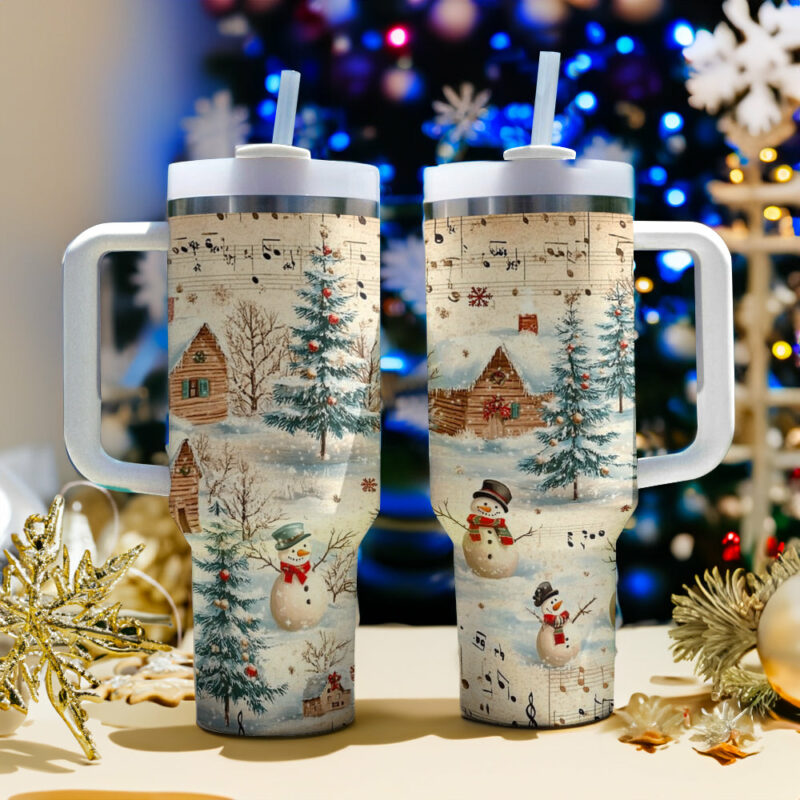 Snow Melody Christmas Custom Stanley Quencher 40oz Stainless Steel Tumbler With Handle - Threewoofs - Image 2