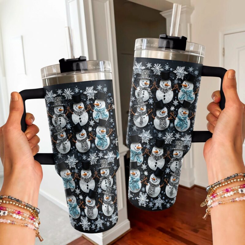Snowflake Cheer Christmas Custom Stanley Quencher 40oz Stainless Steel Tumbler With Handle - Threewoofs - Image 3