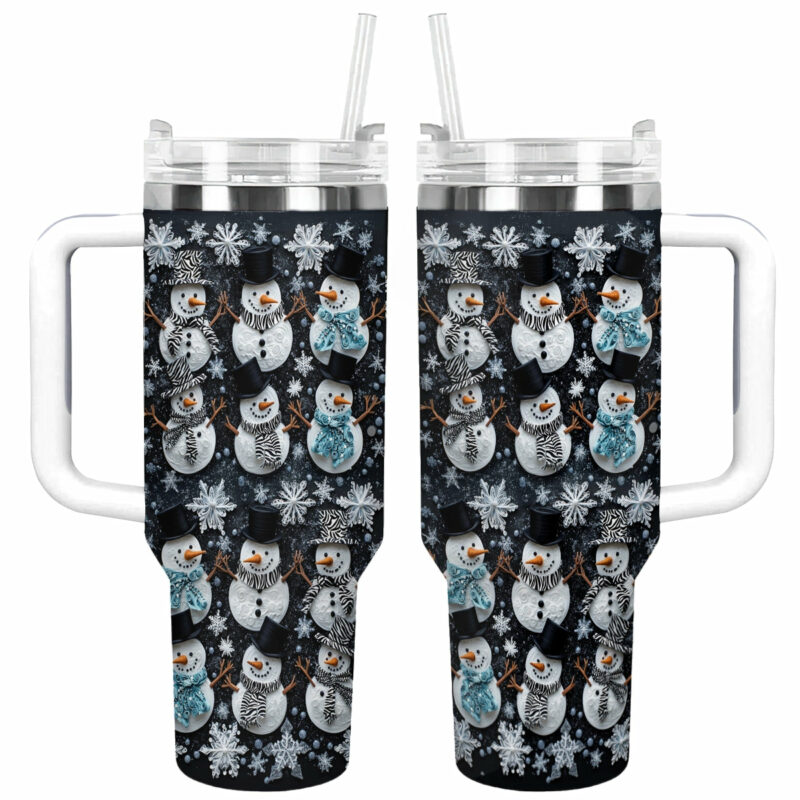 Snowflake Cheer Christmas Custom Stanley Quencher 40oz Stainless Steel Tumbler With Handle - Threewoofs