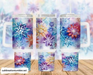 Vibrant Snowflake Insulated Tumbler with Handle - Perfect for Hot & Cold Drinks