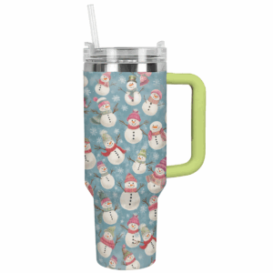 Snowflakes & Snowmen Adventure Christmas Custom Stanley Quencher 40oz Stainless Steel Tumbler With Handle - Threewoofs