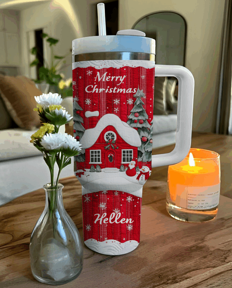 Snowman Christmas Custom Stanley Quencher 40oz Stainless Steel Tumbler With Handle - Threewoofs - Image 3