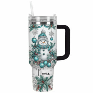 Snowman Christmas Custom Stanley Quencher 40oz Stainless Steel Tumbler With Handle - Threewoofs
