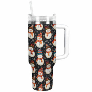 Snowman Joy Christmas Custom Stanley Quencher 40oz Stainless Steel Tumbler With Handle - Threewoofs