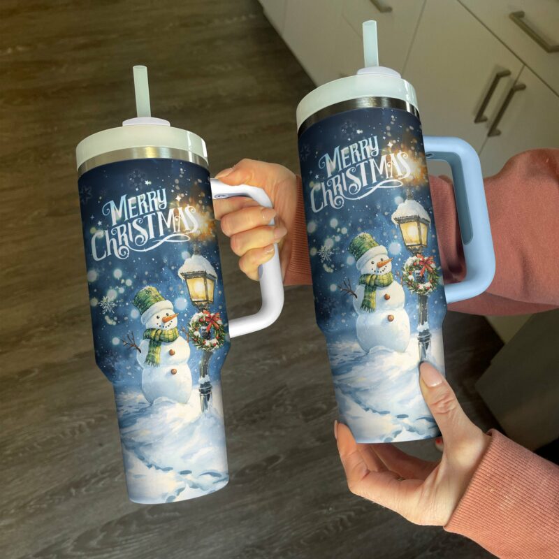 Snowy Charm Christmas Custom Stanley Quencher 40oz Stainless Steel Tumbler With Handle - Threewoofs - Image 2