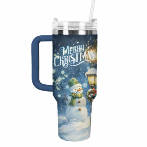 Snowy Charm Christmas Custom Stanley Quencher 40oz Stainless Steel Tumbler With Handle - Threewoofs