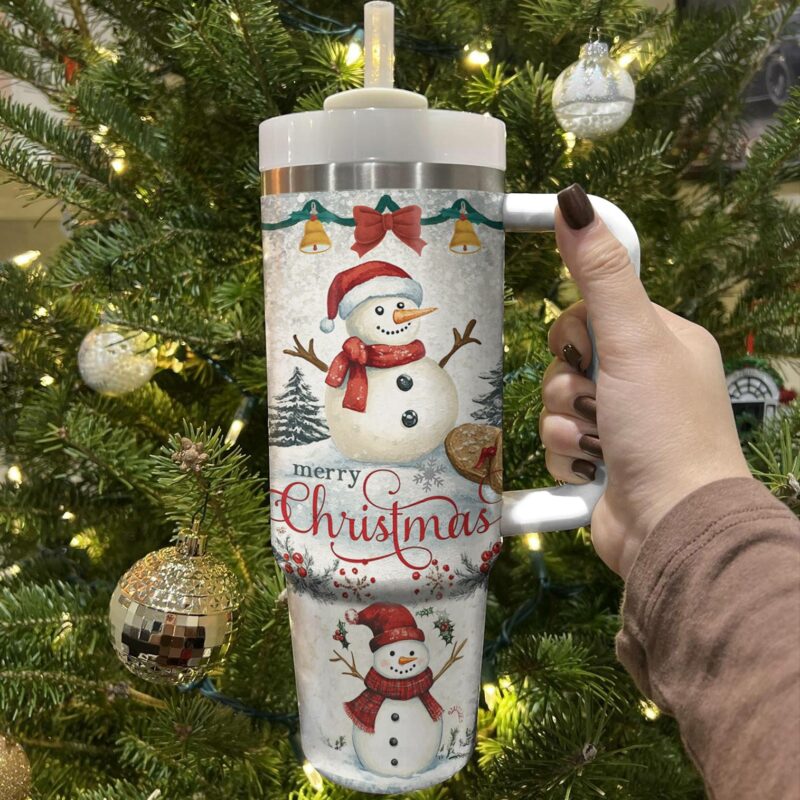 Snowy Christmas Custom Stanley Quencher 40oz Stainless Steel Tumbler With Handle - Threewoofs - Image 2