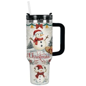Snowy Christmas Custom Stanley Quencher 40oz Stainless Steel Tumbler With Handle - Threewoofs