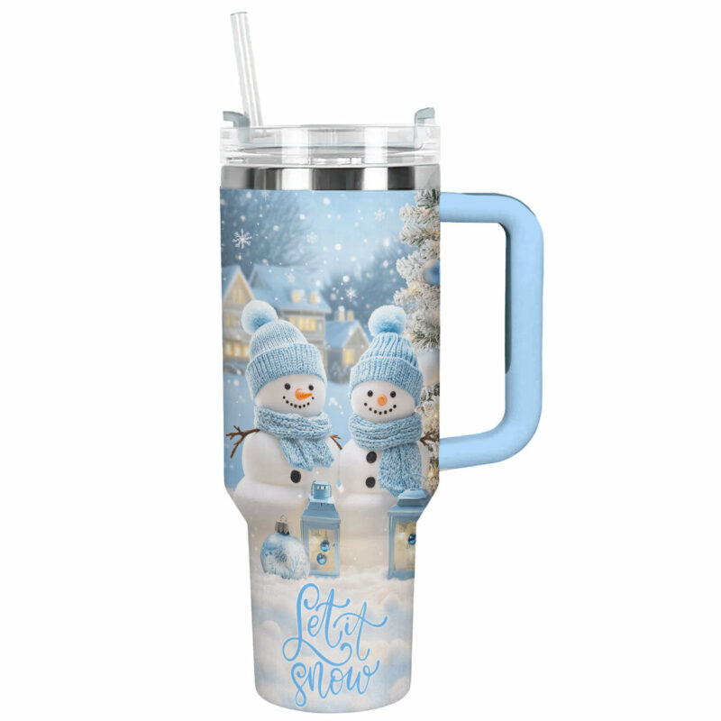 Snowy Day Christmas Custom Stanley Quencher 40oz Stainless Steel Tumbler With Handle - Threewoofs