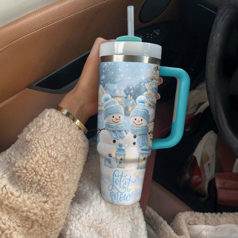 Snowy Day Christmas Custom Stanley Quencher 40oz Stainless Steel Tumbler With Handle - Threewoofs - Image 3