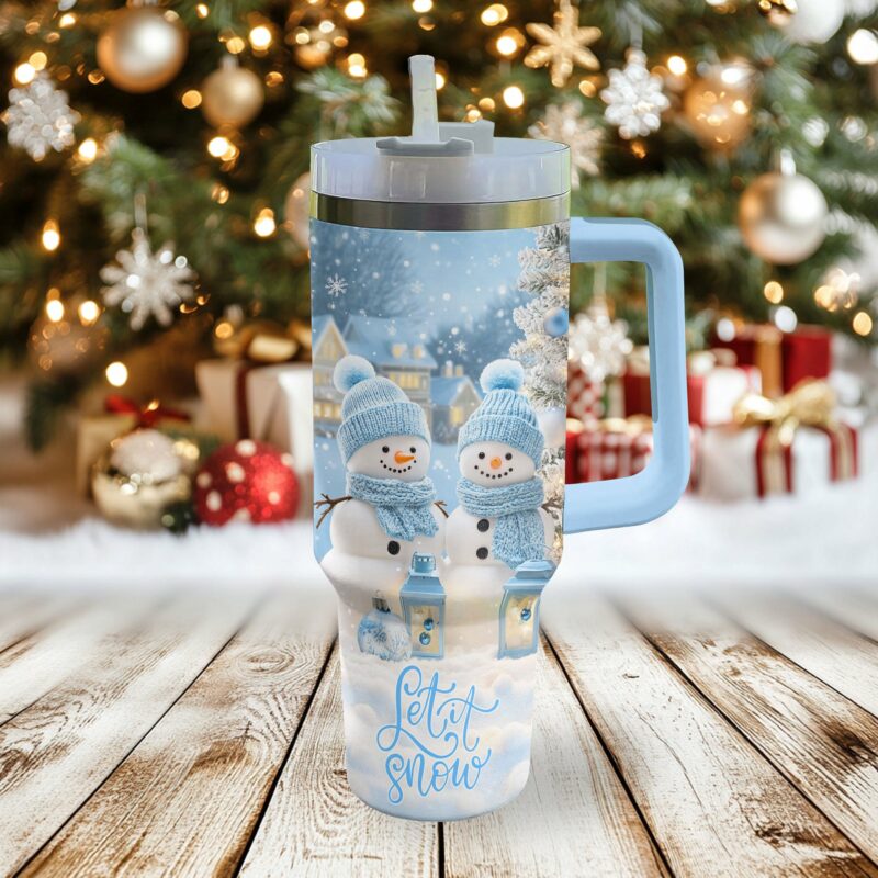 Snowy Day Christmas Custom Stanley Quencher 40oz Stainless Steel Tumbler With Handle - Threewoofs - Image 2