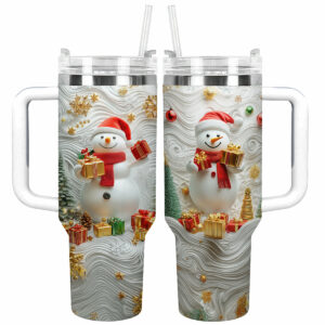 Snowy Delight Christmas Custom Stanley Quencher 40oz Stainless Steel Tumbler With Handle - Threewoofs