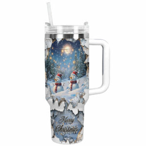Snowy Escape Christmas Custom Stanley Quencher 40oz Stainless Steel Tumbler With Handle - Threewoofs
