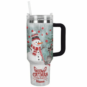 Snowy Friends Christmas Custom Stanley Quencher 40oz Stainless Steel Tumbler With Handle - Threewoofs