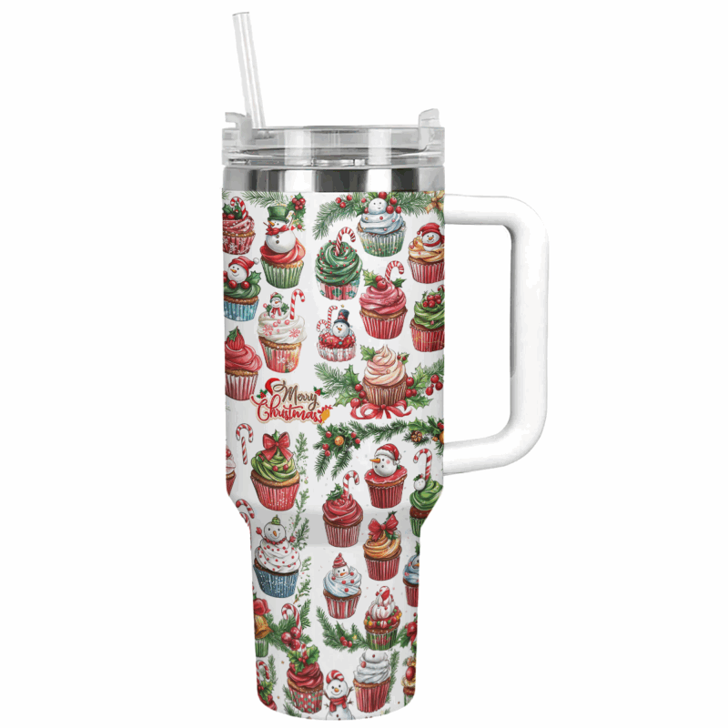 Snowy Treats Delight Christmas Custom Stanley Quencher 40oz Stainless Steel Tumbler With Handle - Threewoofs