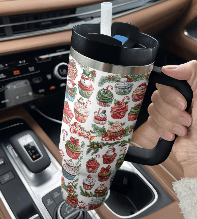 Snowy Treats Delight Christmas Custom Stanley Quencher 40oz Stainless Steel Tumbler With Handle - Threewoofs - Image 3