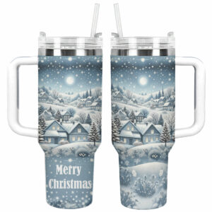 Snowy Wonderland Christmas Custom Stanley Quencher 40oz Stainless Steel Tumbler With Handle - Threewoofs