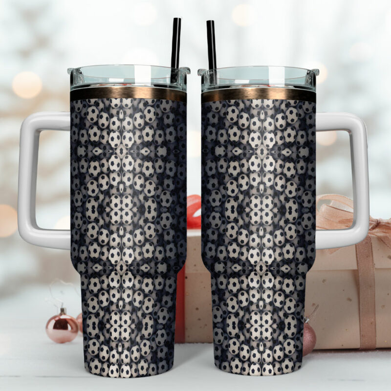 Soccer Sports Custom Stanley Quencher 40oz Stainless Steel Tumbler With Handle - Threewoofs - Image 4