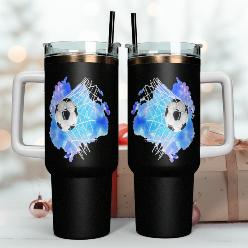 Soccer Sports Custom Stanley Quencher 40oz Stainless Steel Tumbler With Handle - Threewoofs - Image 4