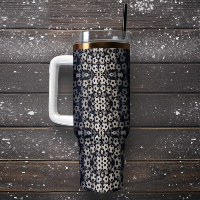 Soccer Sports Custom Stanley Quencher 40oz Stainless Steel Tumbler With Handle - Threewoofs - Image 2