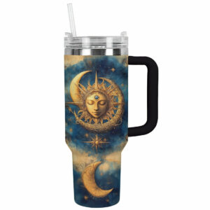 Solar serenity Custom Stanley Quencher 40oz Stainless Steel Tumbler With Handle - Threewoofs