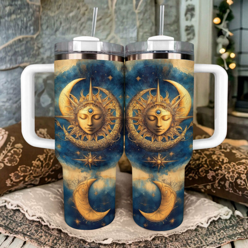 Solar serenity Custom Stanley Quencher 40oz Stainless Steel Tumbler With Handle - Threewoofs - Image 2
