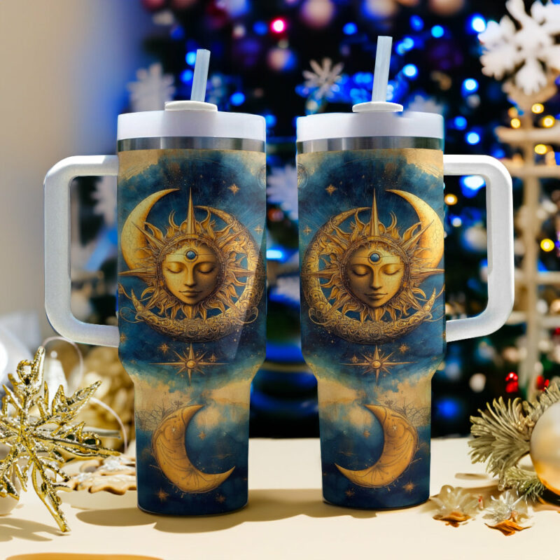 Solar serenity Custom Stanley Quencher 40oz Stainless Steel Tumbler With Handle - Threewoofs - Image 4
