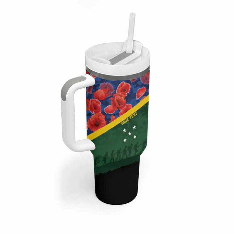 Solomon Islands Remembrance Day We Will Remember Them Custom Stanley Quencher 40oz Stainless Steel Tumbler With Handle - Threewoofs - Image 2
