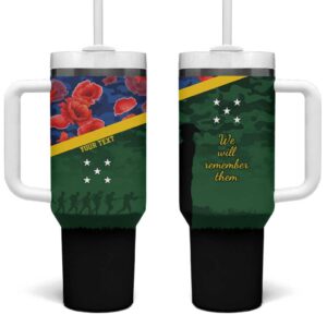 Solomon Islands Remembrance Day We Will Remember Them Custom Stanley Quencher 40oz Stainless Steel Tumbler With Handle - Threewoofs