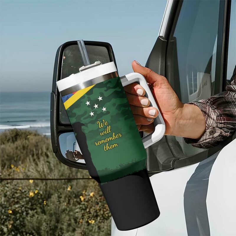 Solomon Islands Remembrance Day We Will Remember Them Custom Stanley Quencher 40oz Stainless Steel Tumbler With Handle - Threewoofs - Image 7