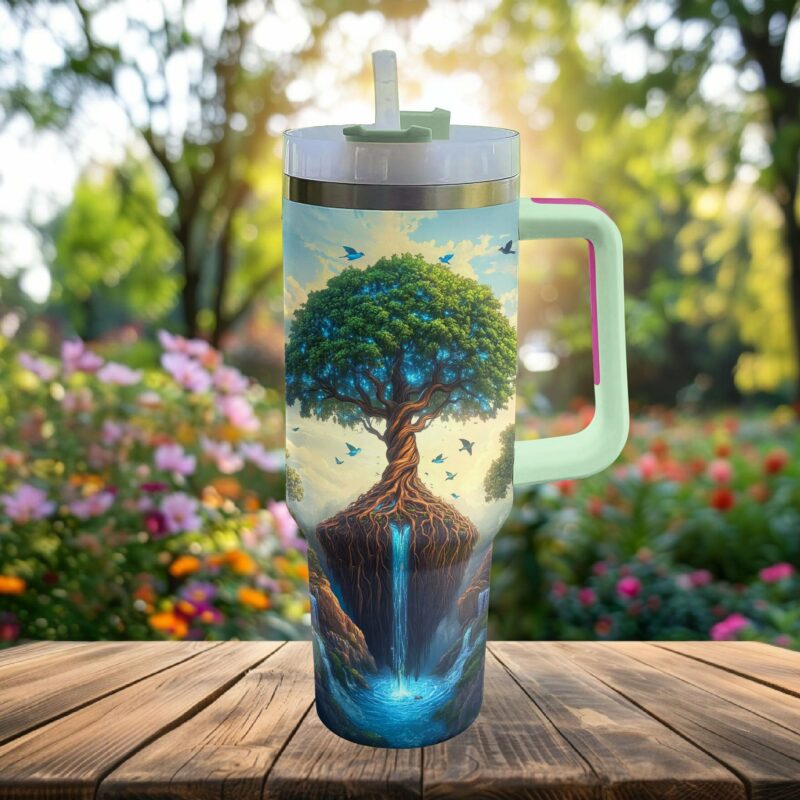 Soulful sips Custom Stanley Quencher 40oz Stainless Steel Tumbler With Handle - Threewoofs - Image 3