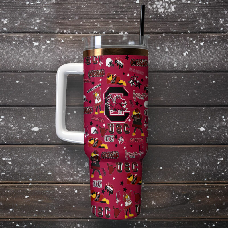 South Carolina Gamecocks NCAA Custom Stanley Quencher 40oz Stainless Steel Tumbler With Handle - Threewoofs - Image 2
