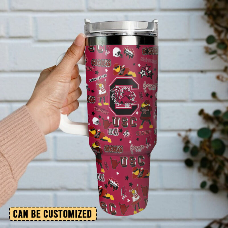 South Carolina Gamecocks NCAA Custom Stanley Quencher 40oz Stainless Steel Tumbler With Handle - Threewoofs - Image 3