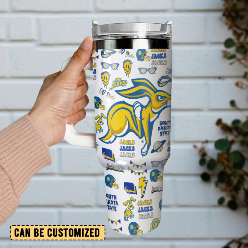 South Dakota State Jackrabbits NCAA Custom Stanley Quencher 40oz Stainless Steel Tumbler With Handle - Threewoofs - Image 3