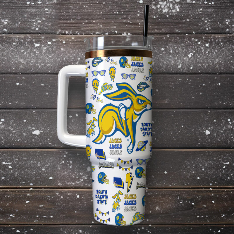 South Dakota State Jackrabbits NCAA Custom Stanley Quencher 40oz Stainless Steel Tumbler With Handle - Threewoofs - Image 2