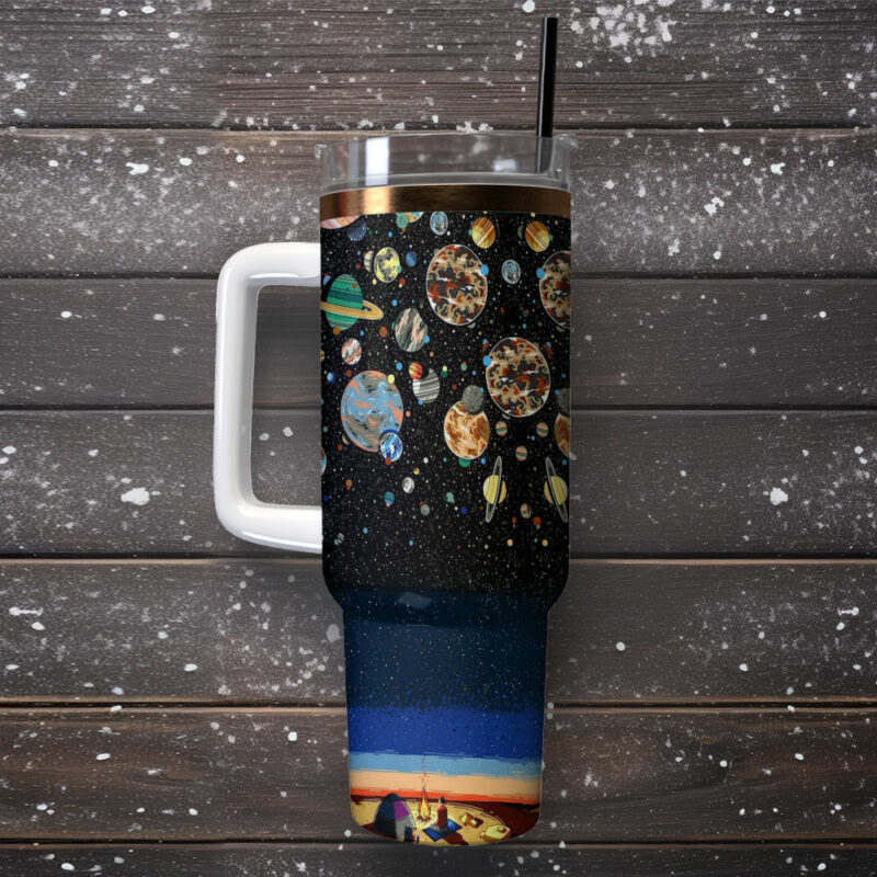 Space Planet Custom Stanley Quencher 40oz Stainless Steel Tumbler With Handle - Threewoofs - Image 2