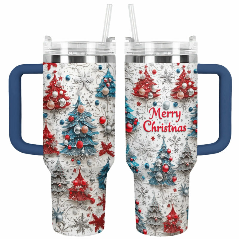 Sparkling Christmas Custom Stanley Quencher 40oz Stainless Steel Tumbler With Handle - Threewoofs