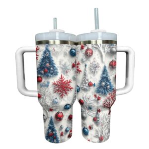 Sparkling Christmas Trees Lovely Custom Stanley Quencher 40oz Stainless Steel Tumbler With Handle - Threewoofs