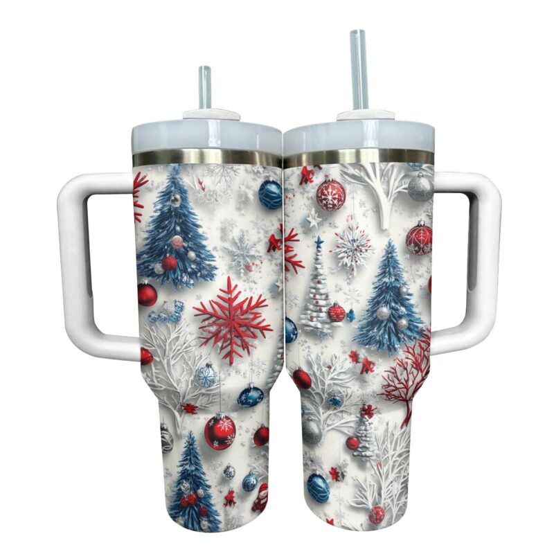 Sparkling Christmas Trees Lovely Custom Stanley Quencher 40oz Stainless Steel Tumbler With Handle - Threewoofs - Image 2