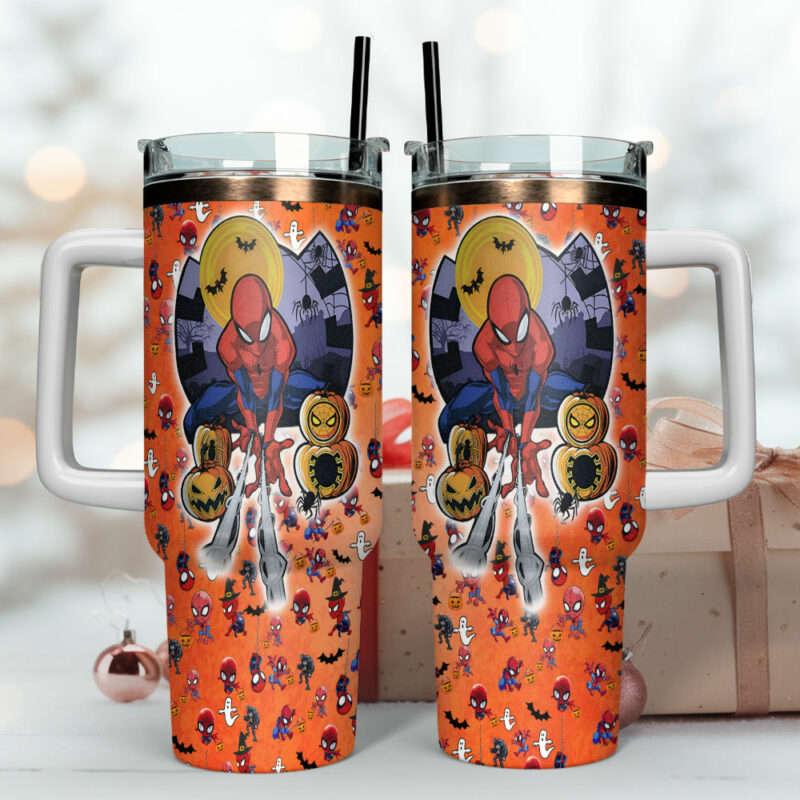 Spiderman Movies Custom Stanley Quencher 40oz Stainless Steel Tumbler With Handle - Threewoofs - Image 4