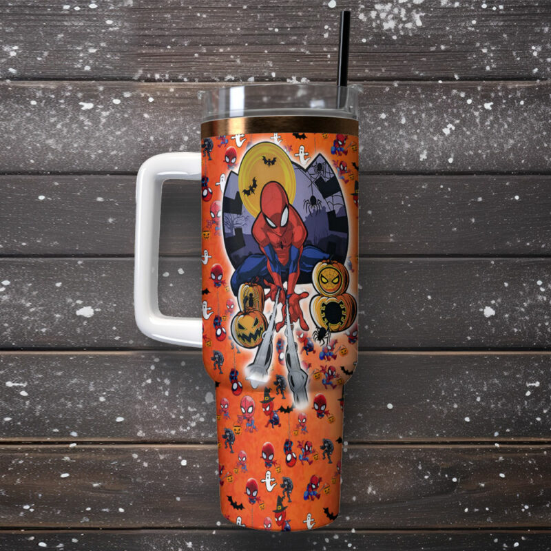 Spiderman Movies Custom Stanley Quencher 40oz Stainless Steel Tumbler With Handle - Threewoofs - Image 2