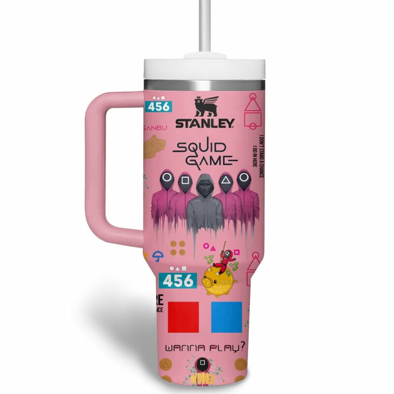Squid Game Movies Custom Stanley Quencher 40oz Stainless Steel Tumbler With Handle - Threewoofs - Image 4