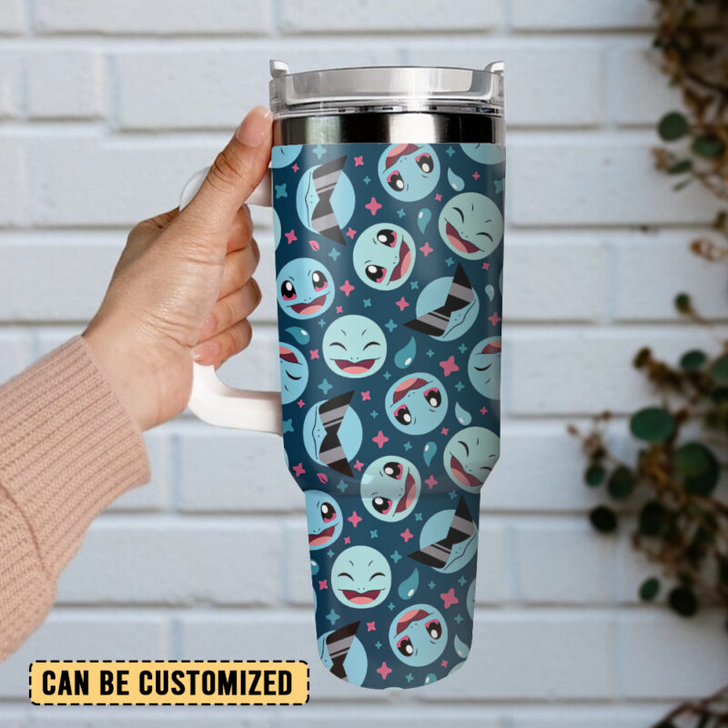 Squirtle Pokemon Anime Custom Stanley Quencher 40oz Stainless Steel Tumbler With Handle - Threewoofs - Image 4