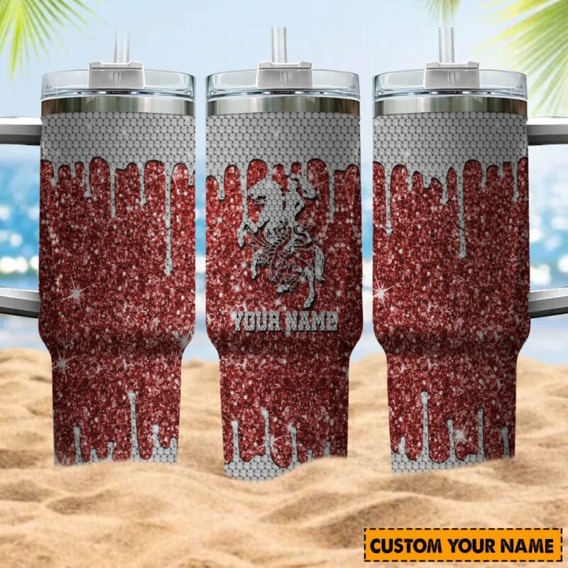 St. George Illawarra Dragons NRL Sports Glitter Custom Stanley Quencher 40oz Stainless Steel Tumbler With Handle - Threewoofs - Image 4