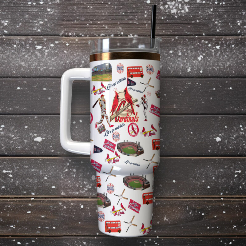 St. Louis Cardinals MLB Custom Stanley Quencher 40oz Stainless Steel Tumbler With Handle - Threewoofs - Image 2