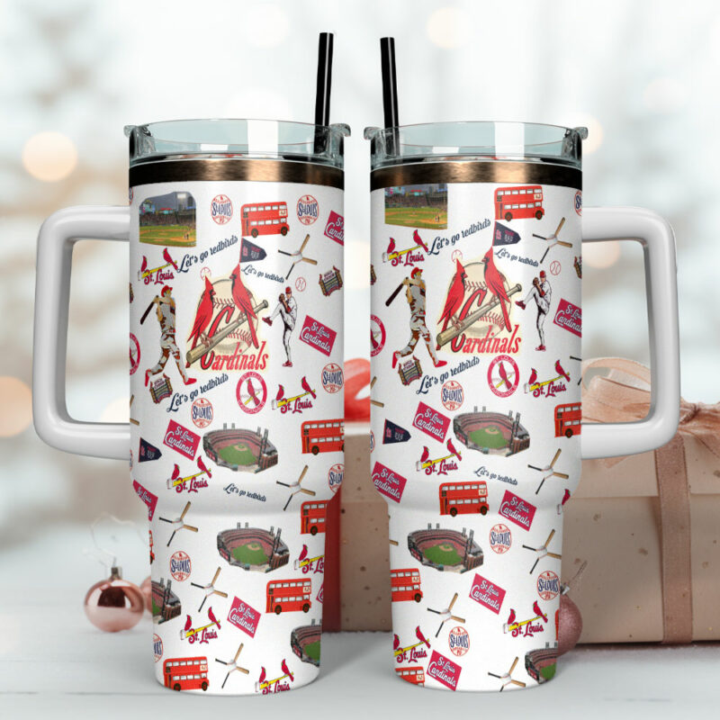 St. Louis Cardinals MLB Custom Stanley Quencher 40oz Stainless Steel Tumbler With Handle - Threewoofs - Image 4