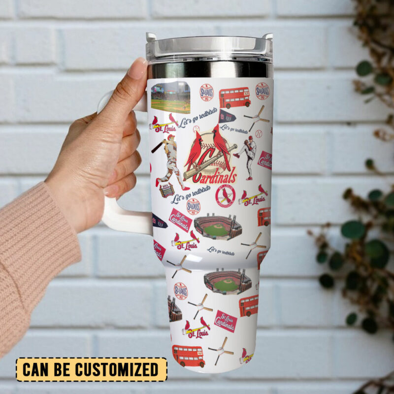 St. Louis Cardinals MLB Custom Stanley Quencher 40oz Stainless Steel Tumbler With Handle - Threewoofs - Image 3